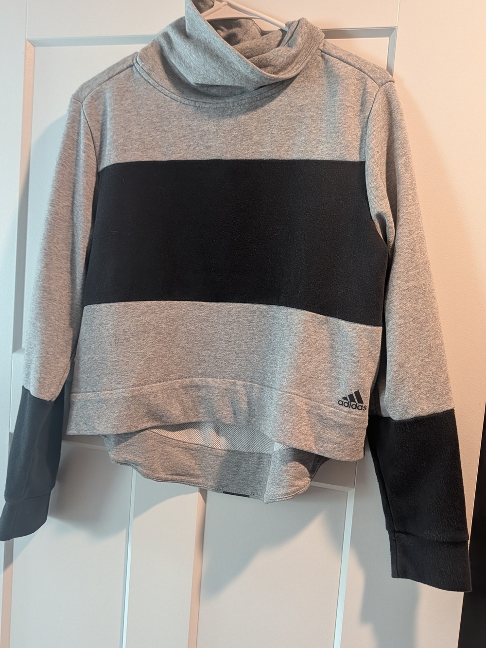 adidas Women's Gray and Black Cowl Neck Pullover Sweater